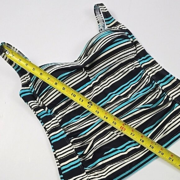 Bond-Eye Australia Women's Teal Black Striped Tankini Swim Top Padded Cups Sz 8 - Picture 15 of 16